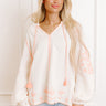 Gardenia Charm Floral Embroidered Top in Cream Image 1