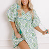 Tea Garden Charm Floral Mini Dress in Green Image 1