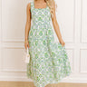 Fresh Blooms Floral Midi Dress in Green Image 1