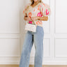 Flower Power Knit Sweater Top in Beige Image 1