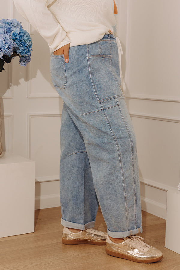 RISEN Lillian High Waist Barrel Leg Cargo Jean Curves Image - 4