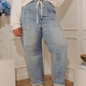RISEN Lillian High Waist Barrel Leg Cargo Jean Curves Image - 1