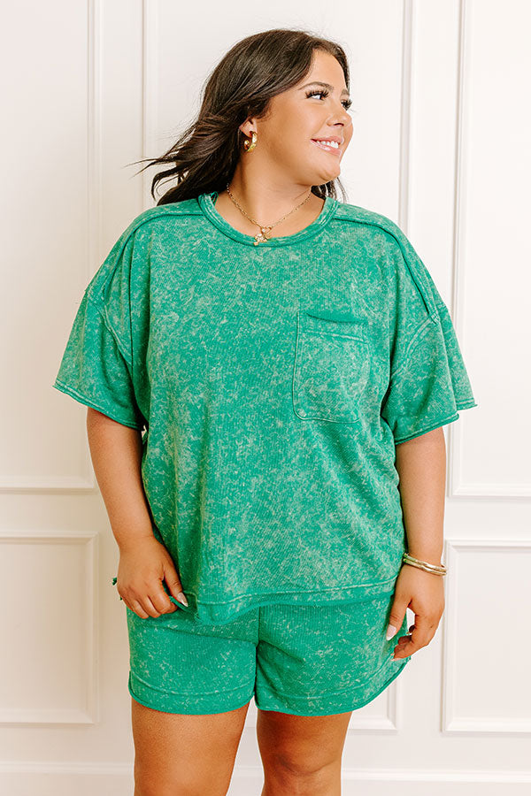 Road Trip Ready Oversized Vintage Wash Tee in Green Curves Image 1