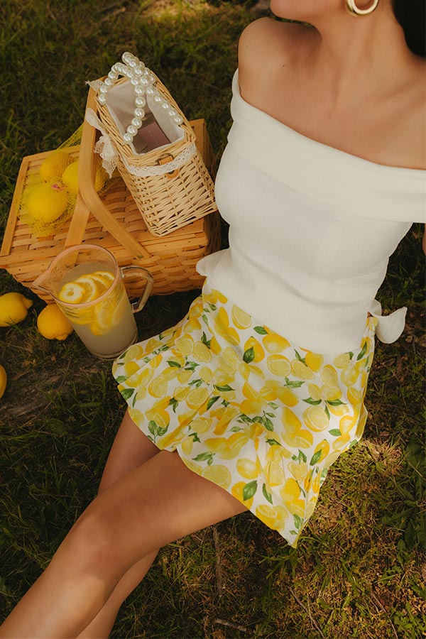 Love And Limoncello High Waist Linen-Blend Mini Skirt Image - 1