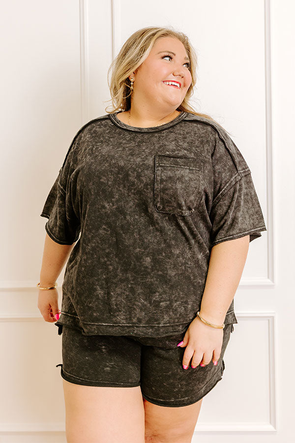 Road Trip Ready Oversized Vintage Wash Tee in Black Curves Image 1