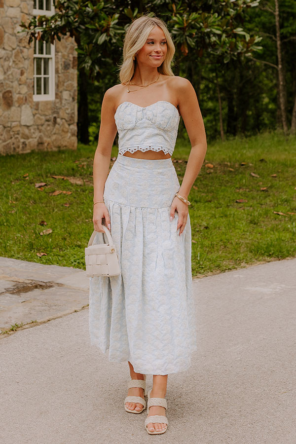 Picking Flowers High Waist Embroidered Midi Skirt