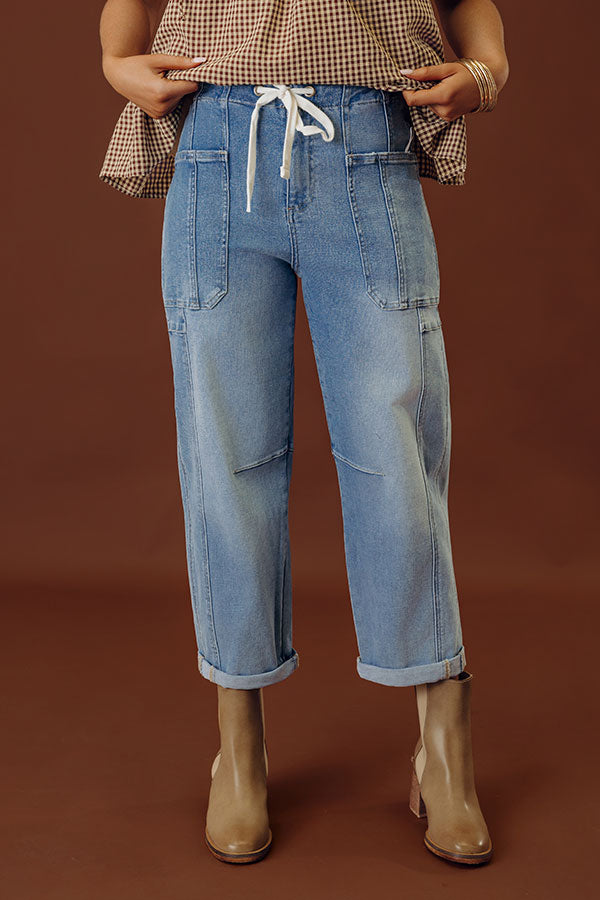 RISEN Lillian High Waist Barrel Leg Cargo Jean Image - 1