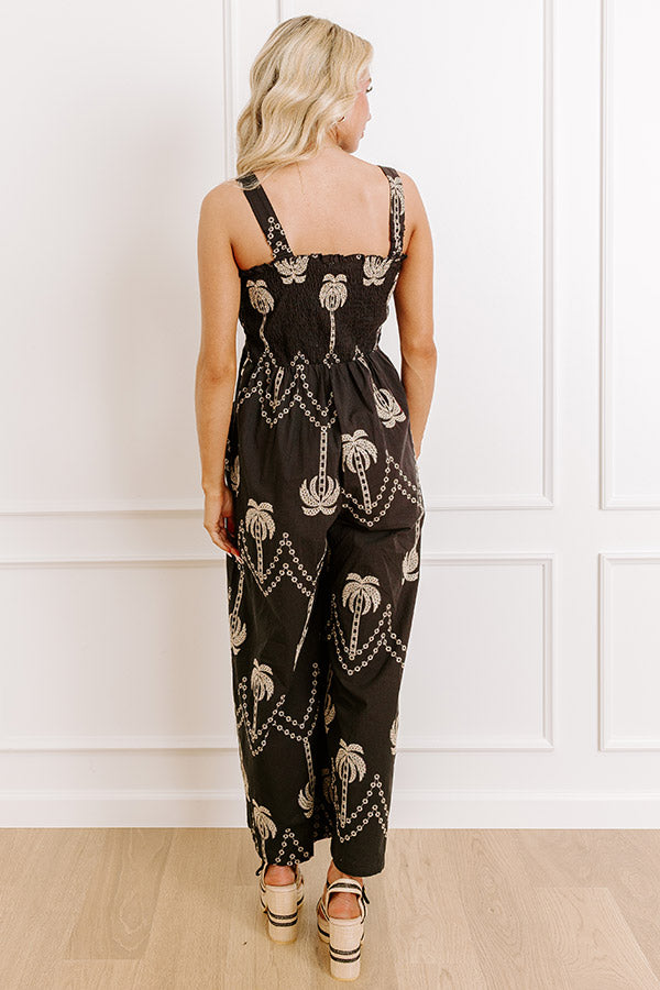 Palms Away Embroidered Jumpsuit L / Black Palms Away Embroidered Jumpsuit L / Black