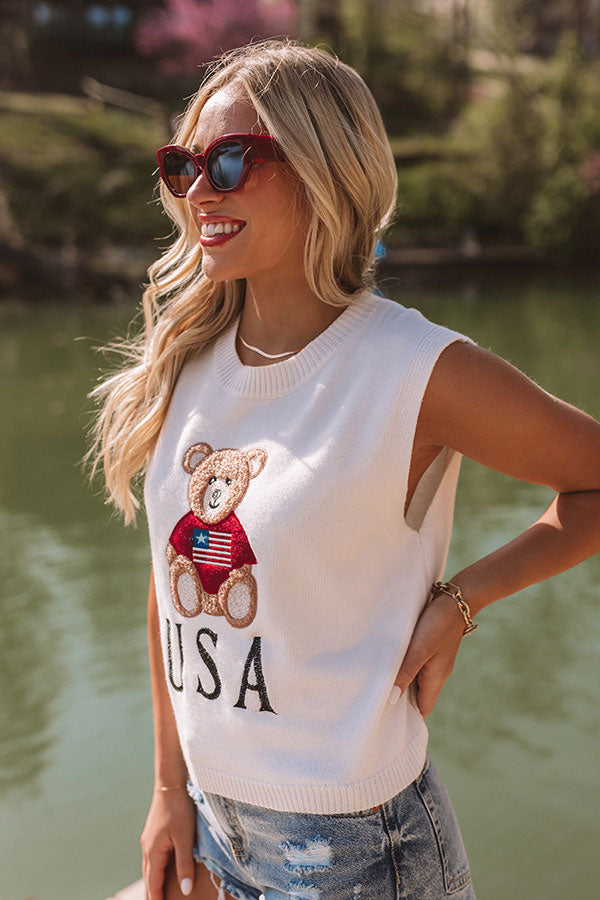 Beary Patriotic Embroidered Top Image 3