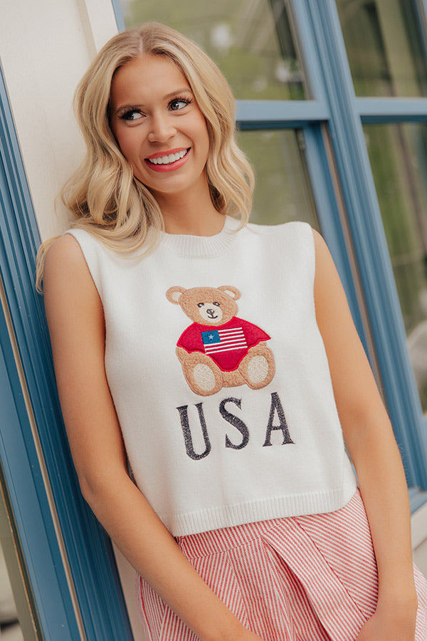 Beary Patriotic Embroidered Top Image - 1