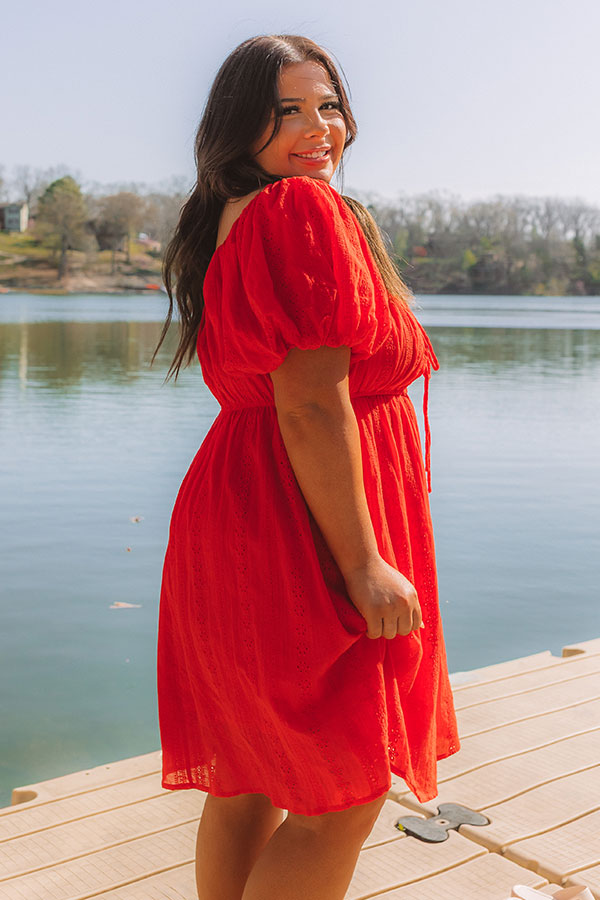 Patio Vibes Eyelet Mini Dress Curves 2XL / red Patio Vibes Eyelet Mini Dress Curves 2XL / red