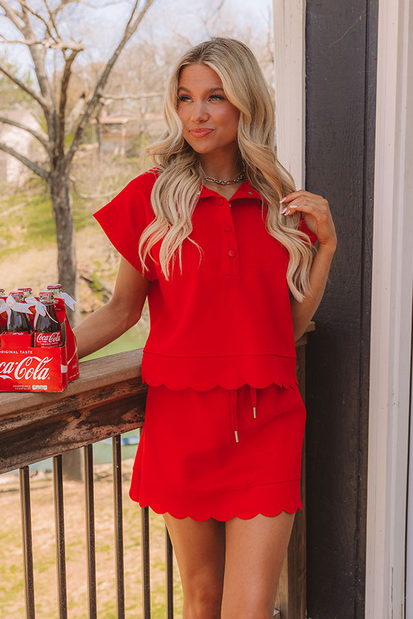 Alfresco Allure Henley Top in Red Image 1