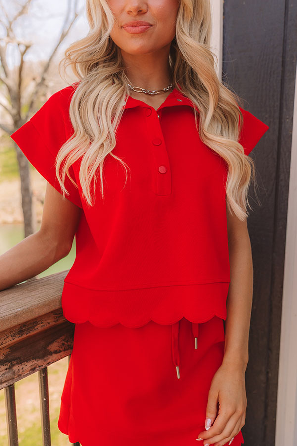 Alfresco Allure Henley Top in Red Image 3