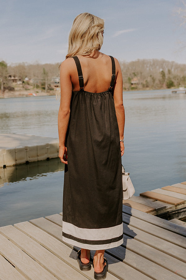 Beachside Bliss Linen-Blend Midi Dress in Black Beachside Bliss Linen-Blend Midi Dress in Black