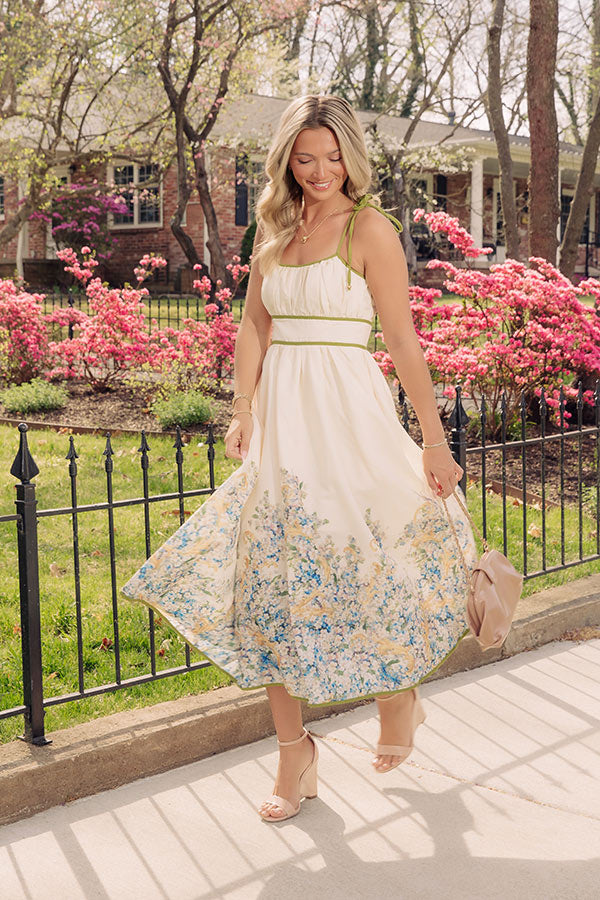 Breezy Elegance Linen-Blend Midi Dress Image - 1