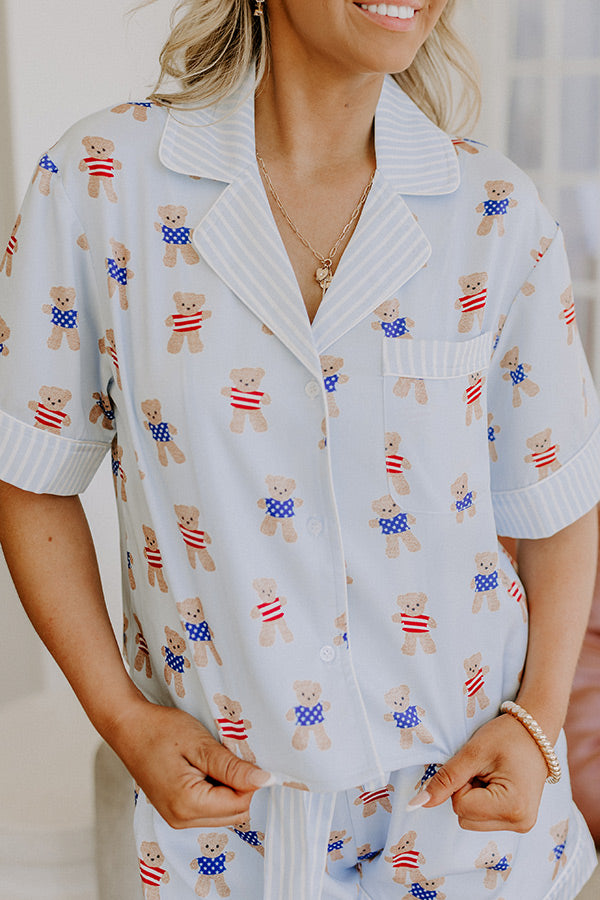 Beary Patriotic Satin Pajama Top Image 5