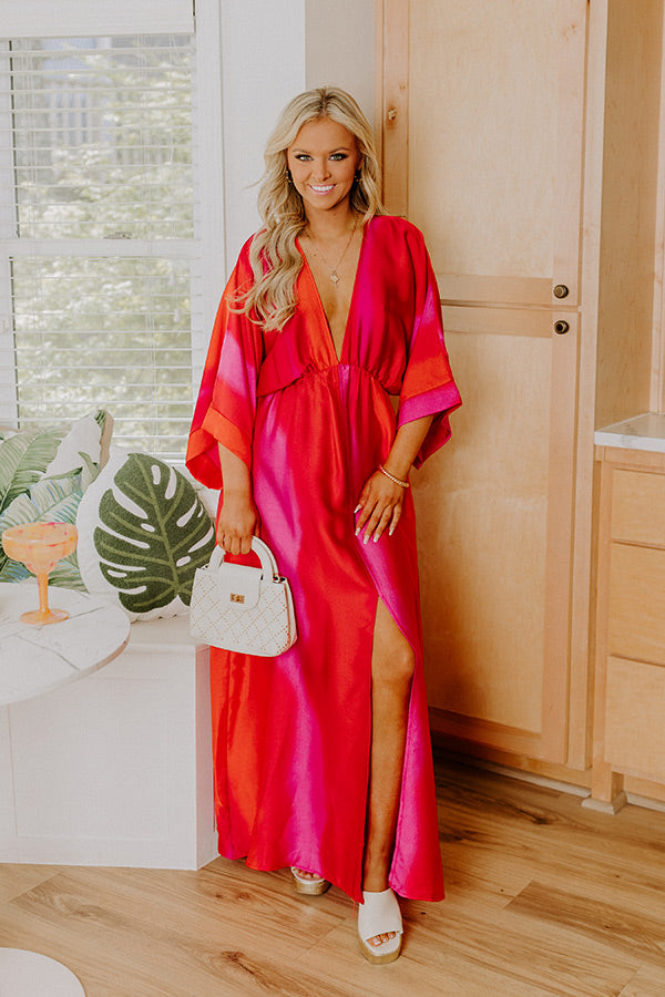 Ocean Whimsy Satin Maxi Dress Image 1   