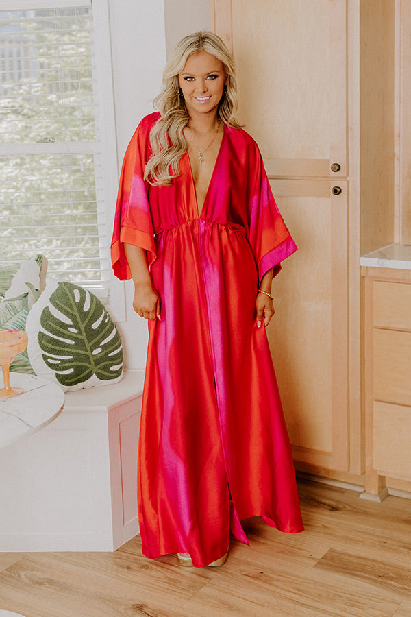 Ocean Whimsy Satin Maxi Dress Image 4   
