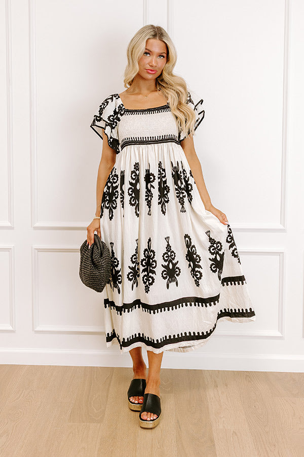 Bungalow Party Smocked Midi Dress in Cream Image 1