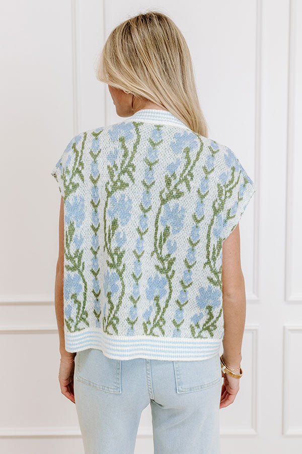 Serene Tea Garden Knit Vest Top in Sky Blue Image 5