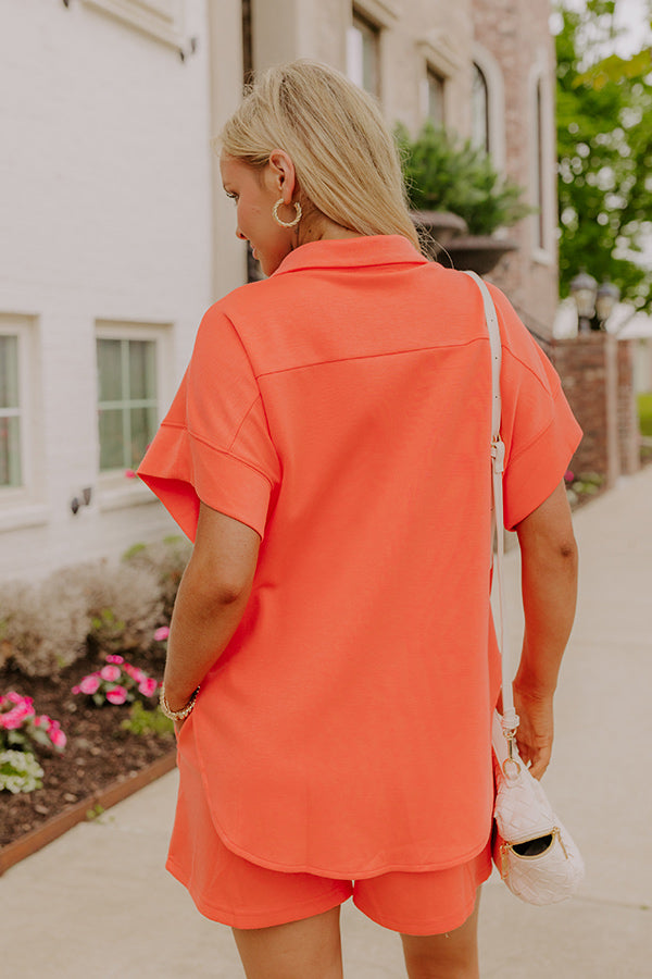 Carefree Charm Button Down Romper In Coral Image 4