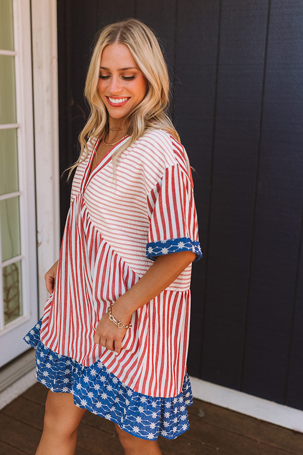 Faith and Freedom Stripe Babydoll Mini Dress Image 3