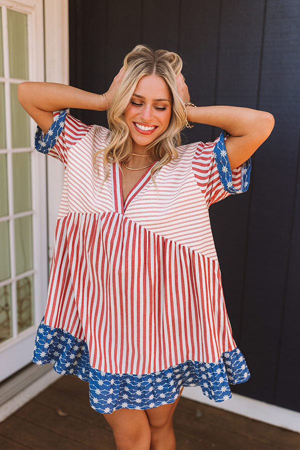 Faith and Freedom Stripe Babydoll Mini Dress Image 1