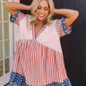 Faith and Freedom Stripe Babydoll Mini Dress Image 1