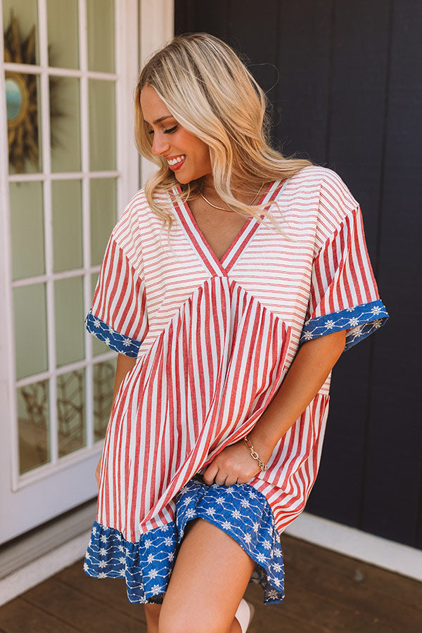 Faith and Freedom Stripe Babydoll Mini Dress Image 4
