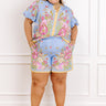 Santorini Daydream High Waist Linen-Blend Shorts in Periwinkle Curves Image 1
