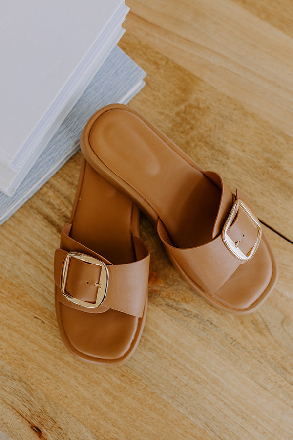 The Isabel Faux Leather Sandal in Camel Image 1