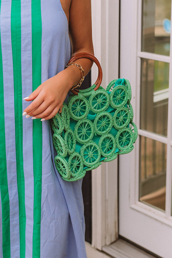 Citrus Grove Woven Tote in Lime Image 1