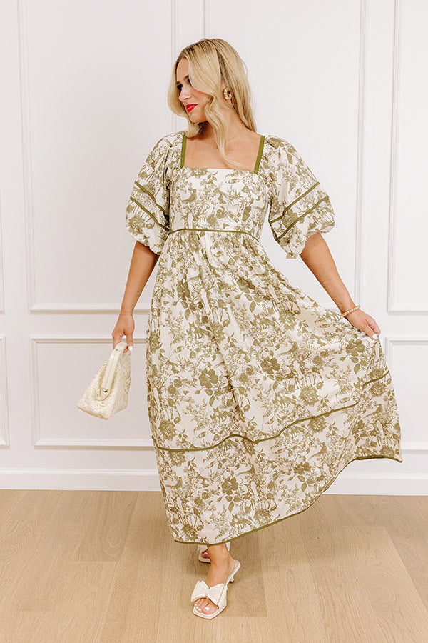 Cottage Bloom Floral Maxi Dress S / olive Cottage Bloom Floral Maxi Dress S / olive