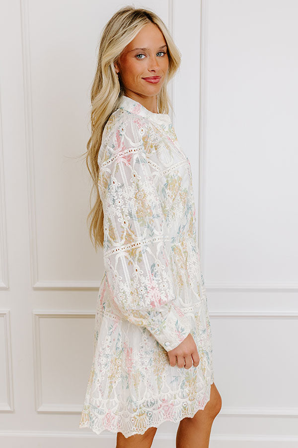 Honey Haze Floral Eyelet Mini Dress