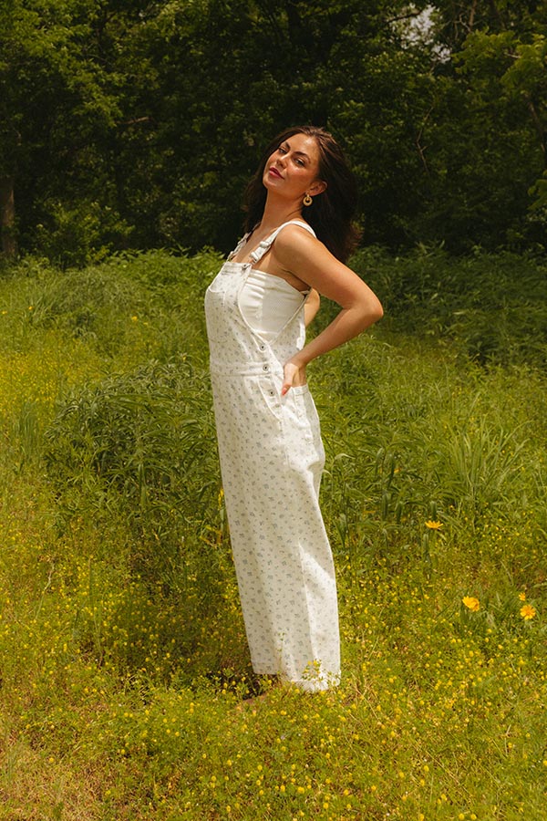 Picking Flowers Denim Overalls Image - 4