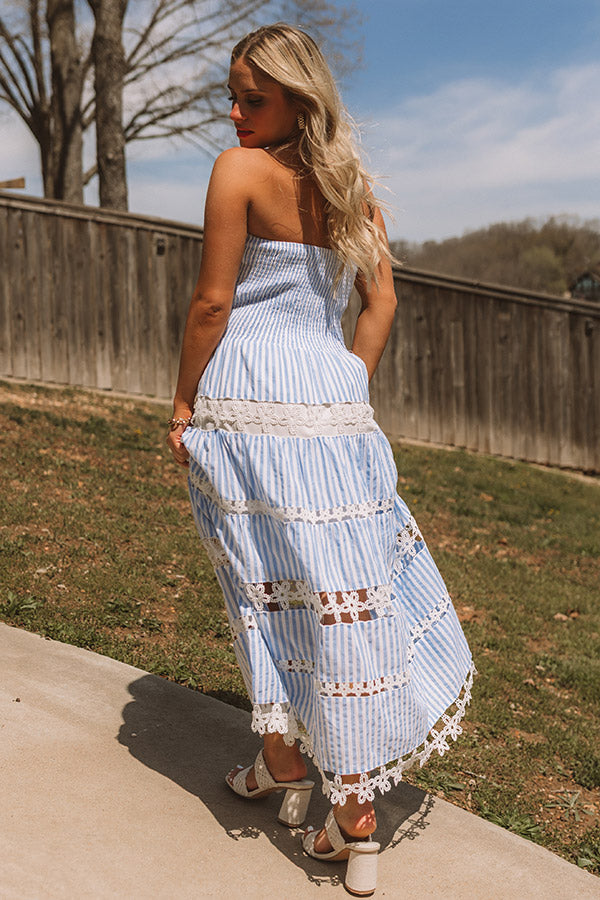 blue and white striped midi dress Seaside Sonata Stripe Midi Dress in Sky Blue M / Sky Blue