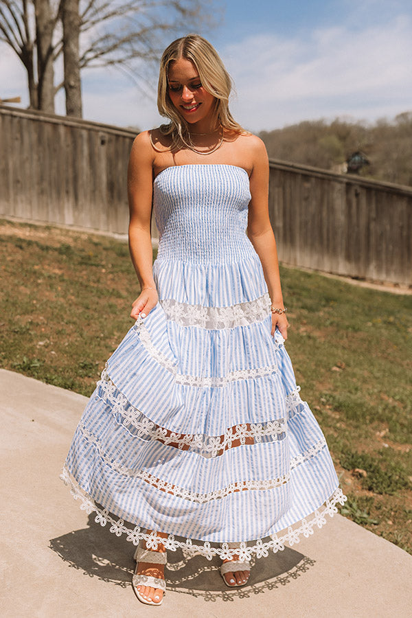 Seaside Sonata Stripe Midi Dress in Sky Blue Image 5