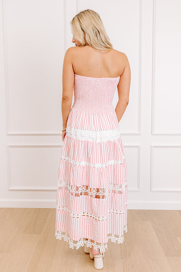 Seaside Sonata Stripe Midi Dress in Pink Image 4