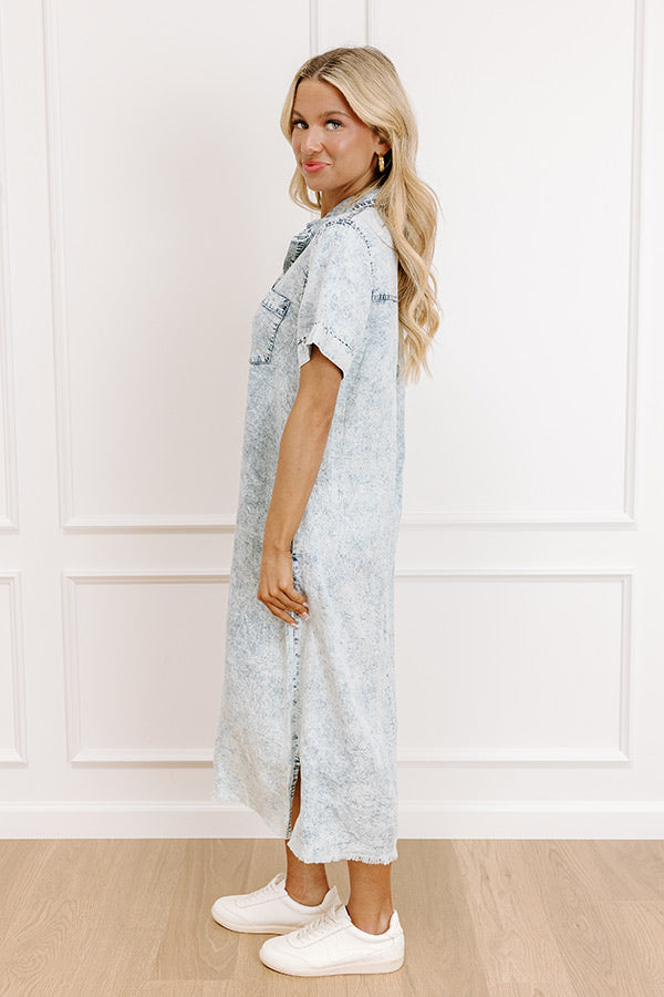 Lake Days Ahead Chambray Midi in Light Wash Image 2   