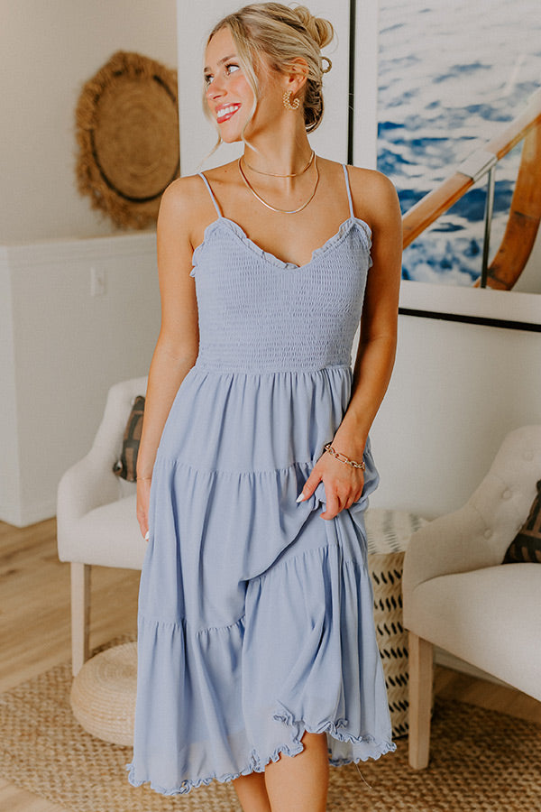 Sweet And Gentle Chiffon Midi Dress in Airy Blue L / Airy Blue Sweet And Gentle Chiffon Midi Dress in Airy Blue L / Airy Blue