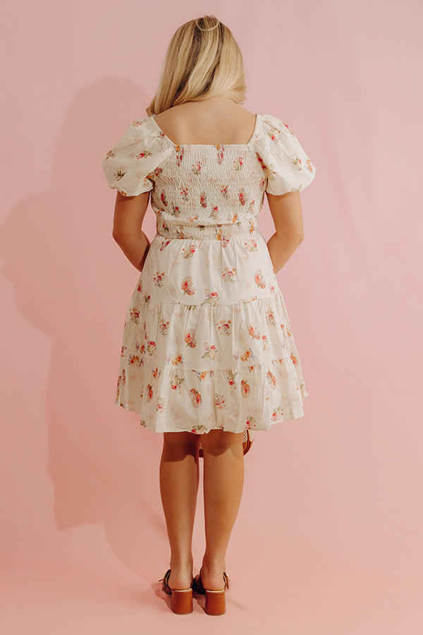 French Villa Floral Smocked Mini Dress Image - 4