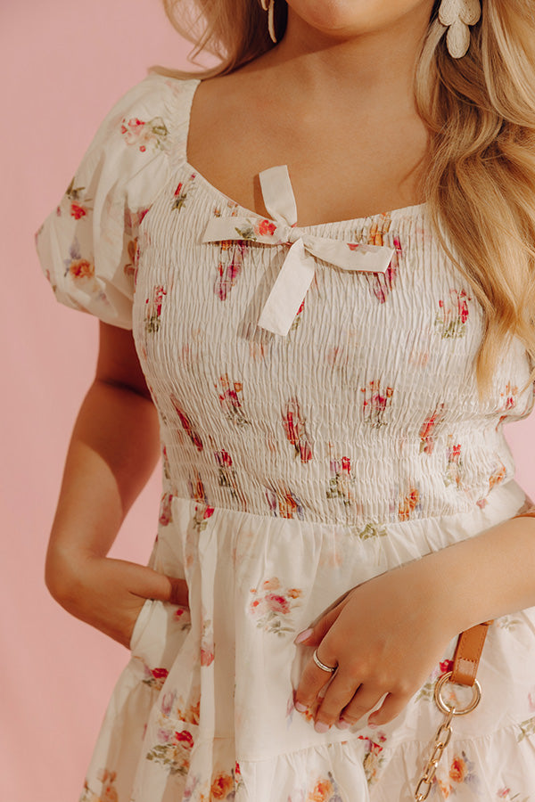 French Villa Floral Smocked Mini Dress Image - 3