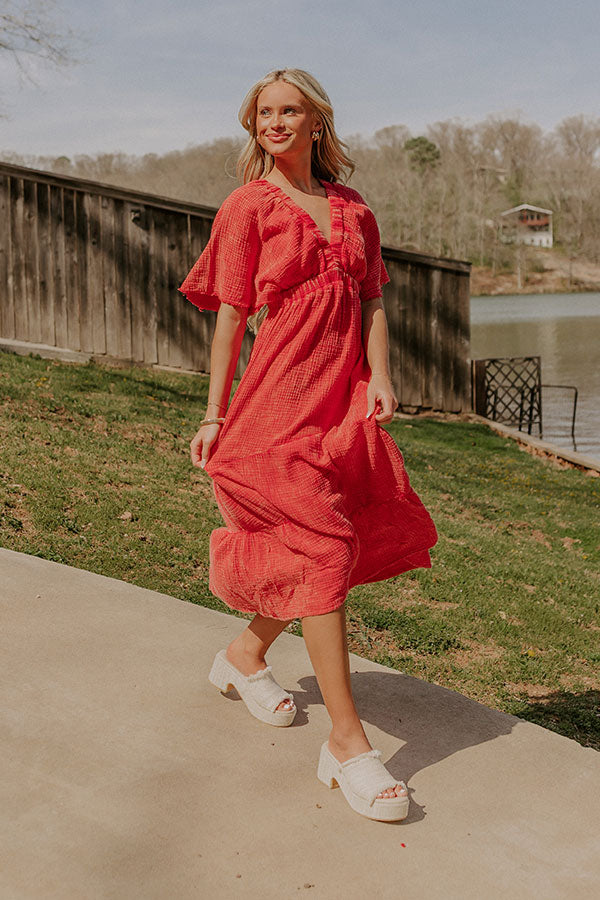 Pursuit Of Happiness Midi Dress in Red Image 1