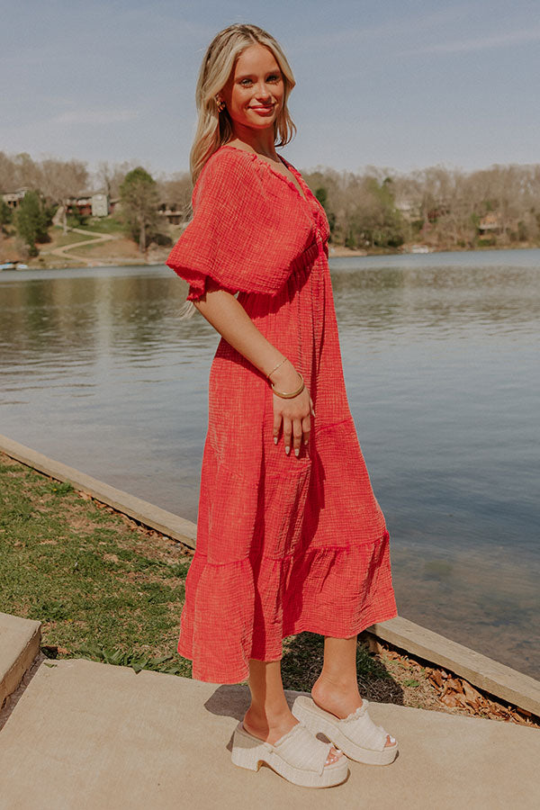 Pursuit Of Happiness Midi Dress in Red Image 3