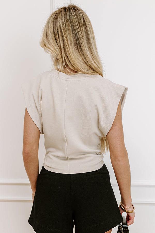 Cocktails And Chit Chat Ribbed Top in Oatmeal Image 5