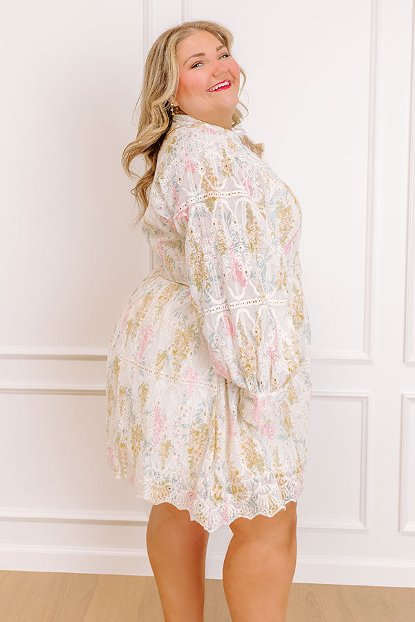 Honey Haze Floral Eyelet Mini Dress Curves  Impressions Online Boutique