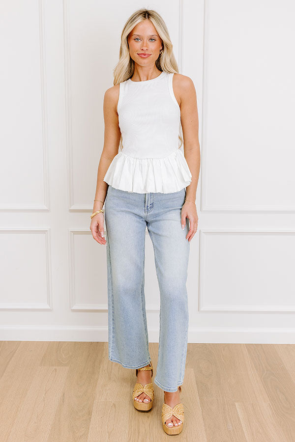 Sweet Talk Peplum Top in White Image 2   