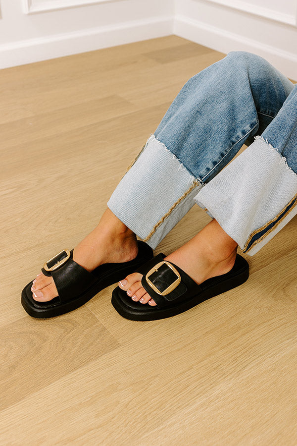 The Isabel Faux Leather Sandal in Black