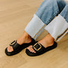 The Isabel Faux Leather Sandal in Black Image - 1