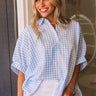 Picnic At The Park Oversized Gingham Button Up in Sky Blue Image 1